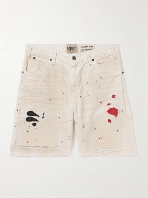 Flea Carpenter Straight-Leg Distressed Paint-Splattered Denim Shorts