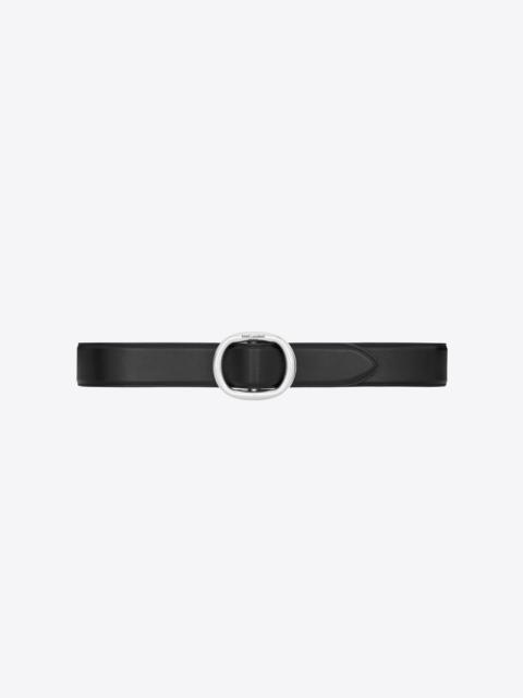 SAINT LAURENT oval buckle belt in smooth leather