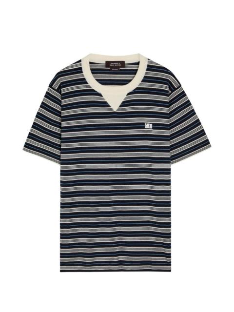 WALES BONNER striped-pattern V-neck T-shirt