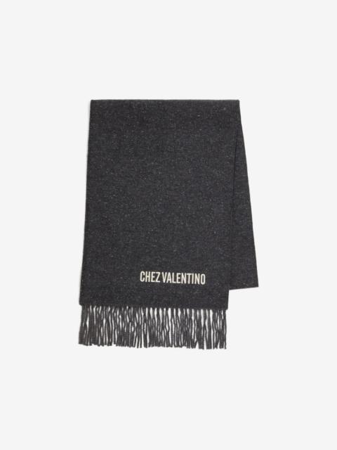 Valentino wool scarf with VLogo embroidery