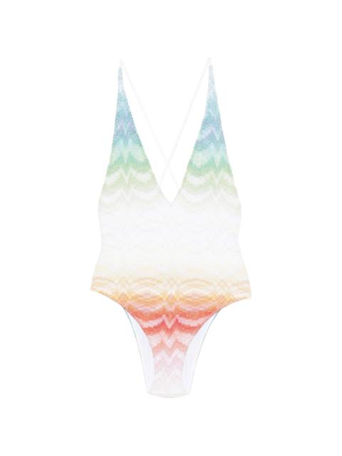 Missoni cross-back chevron swimsuit