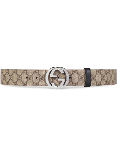 GUCCI Gucci Reversible GG Supreme Belt Beige/Ebony
