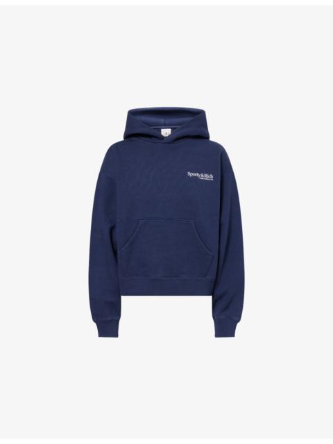 Sporty & Rich Modern Logo-Embroidered Cotton Hoody