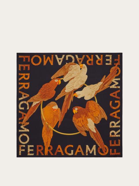 FERRAGAMO Parrot print silk foulard