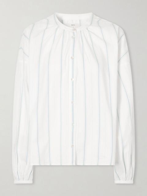 SKALL Cilla striped organic cotton shirt White