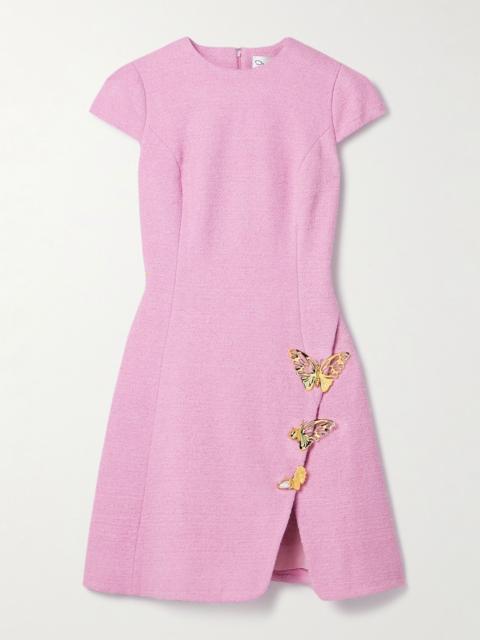 Oscar de la Renta Embellished cotton-blend tweed mini dress Pink