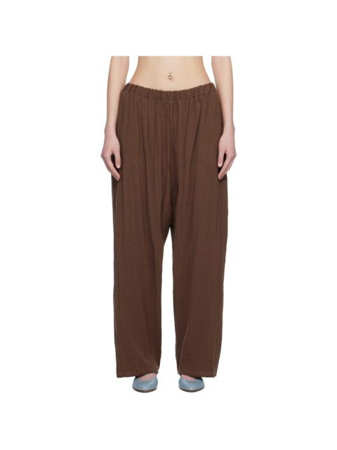 BASERANGE Brown Crinkle Linen Folio Lounge Pants