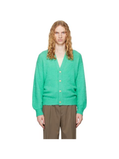 AURALEE Green Brushed Wool Cashmere Silk Cardigan