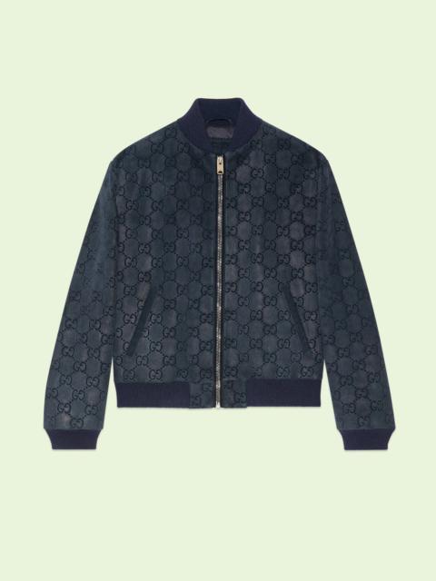 GG printed suede bomber jacket