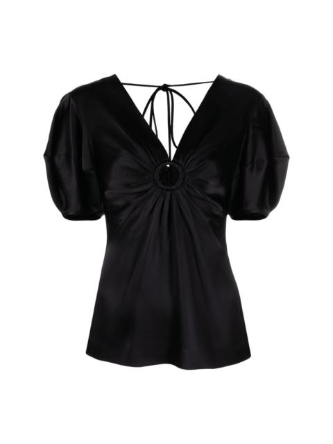 cut-out ruched blouse