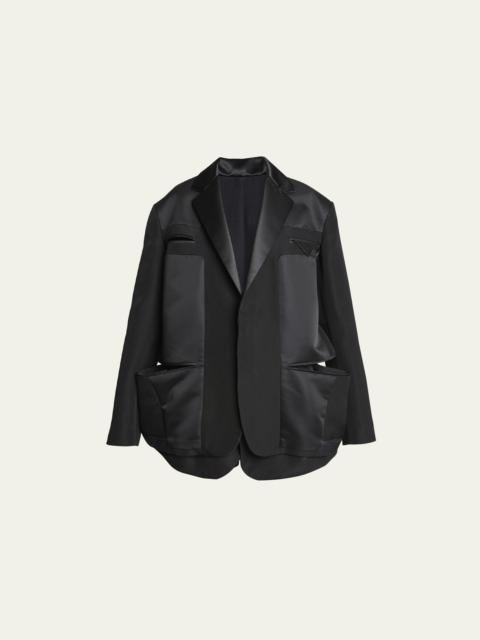 sacai Cutout Pocket Oversized Silk Blazer