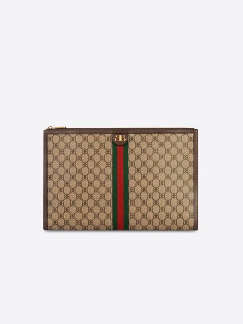 BALENCIAGA Men's Hacker Laptop Pouch In Coated Canvas in Beige