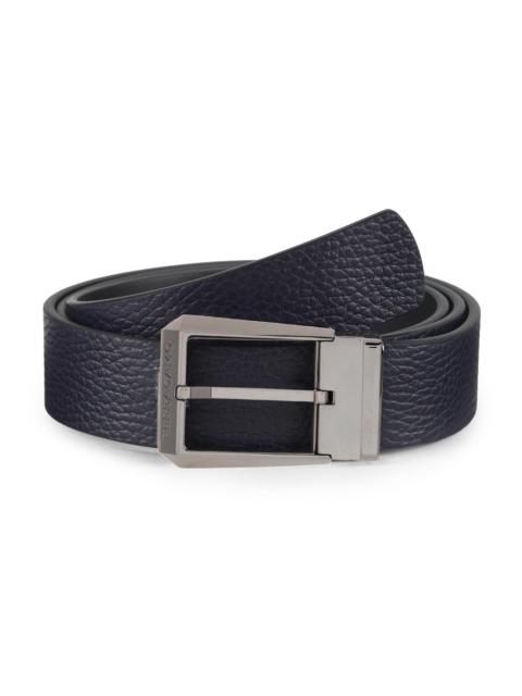FERRAGAMO Men's Classic Leather Buckle Belt - Nero Midnight