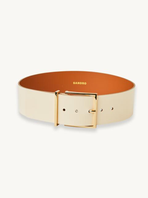Sandro Wide smooth leather belt