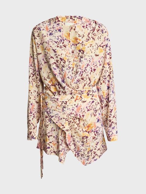 Habla Floral Print Silk Wrap Dress