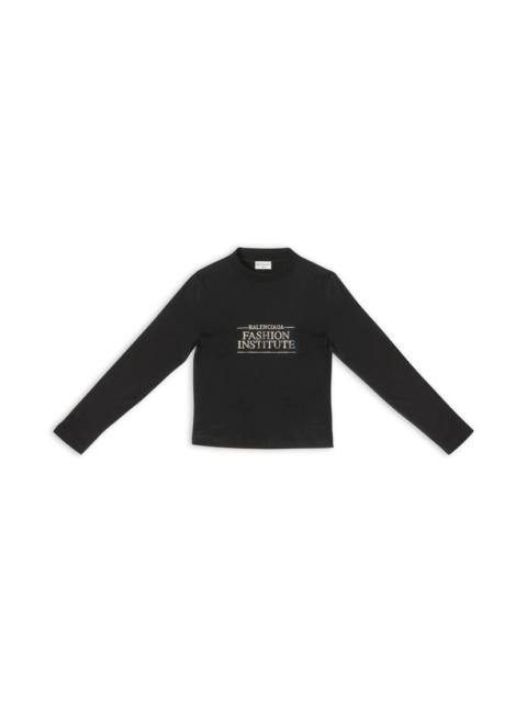 Men's Fashion Institute Fitted Long Sleeve T-shirt  in Black
