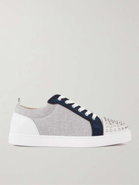 Christian Louboutin Louis Junior Studded Leather-Trimmed Canvas Sneakers