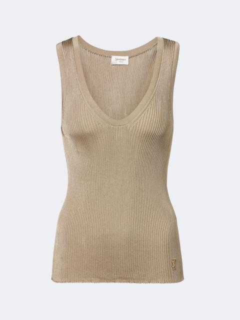 SAINT LAURENT Cassandre ribbed-knit tank top