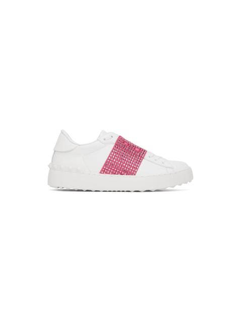 Valentino White & Pink Crystal Open Sneakers