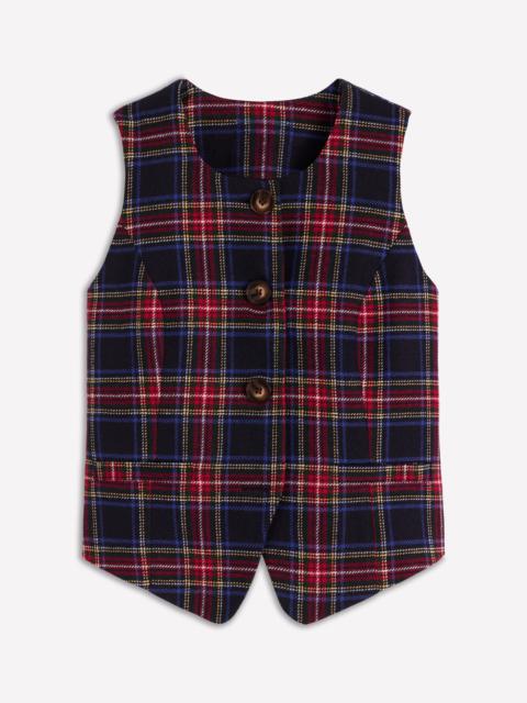 BODEN Tailored Check Waistcoat-Navy, Green and Red Check