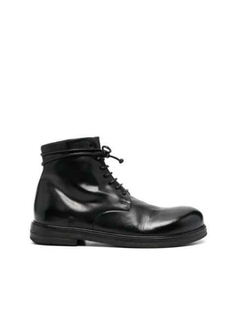 polished-leather lace-up boots