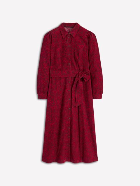 BODEN Clara Cord Midi Dress-Red Liquorice, Ornate Flora