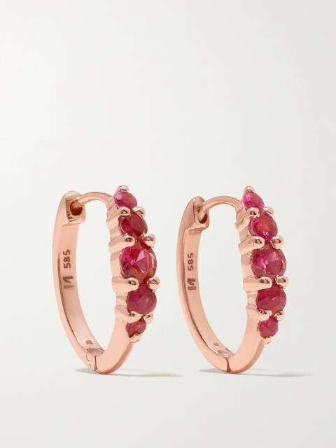 ILEANA MAKRI Rivulet Medium 18-karat Rose Gold Ruby Hoop Earrings