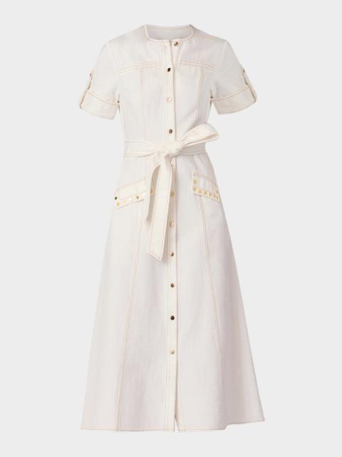 Shoshanna Bethany Belted Cotton Denim Midi Dress