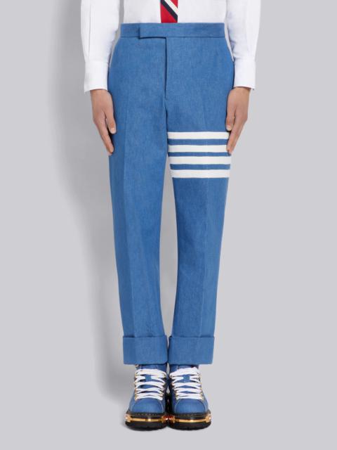 Thom Browne Blue Washed Denim 4-Bar Classic Backstrap Trouser