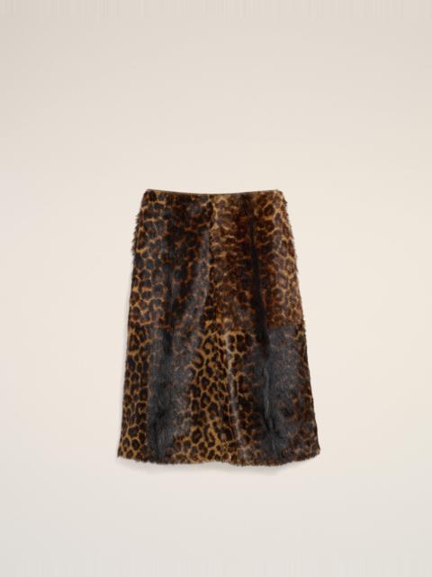 AMI Paris LEOPARD PRINT MIDI GOAT LEATHER SKIRT