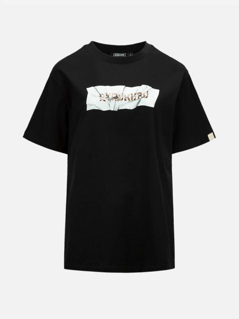 EVISU Crinkled Box Logo Print T-Shirt