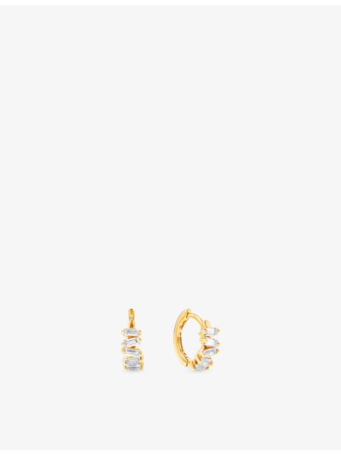 SUZANNE KALAN Bold 18ct yellow gold and 0.5ct baguette-cut diamond huggie earrings