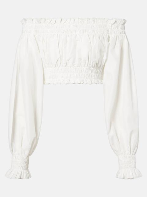 NORMA KAMALI Shirred off-shoulder crop top