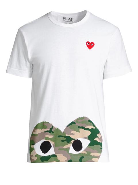 Comme des Garçons PLAY Men Half Camo Heart Tee - White
