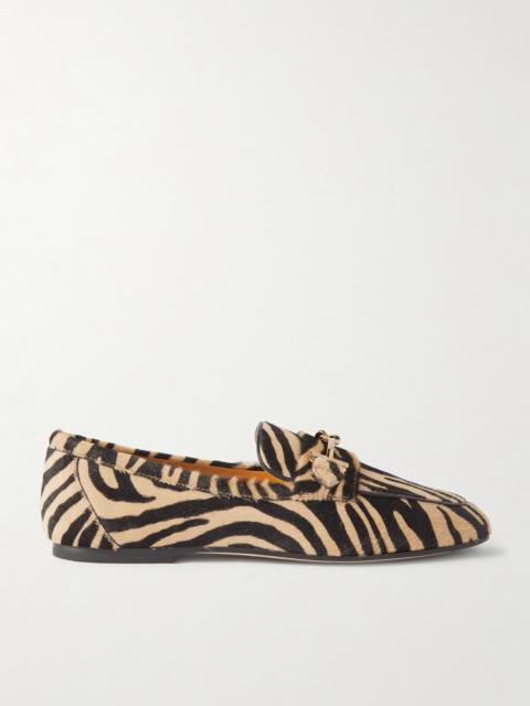 Tod's Embellished zebra 인쇄 포니 머리 loafers