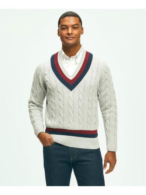 Brooks Brothers Vintage-Inspired Tennis V-Neck Sweater in Supima® Cotton