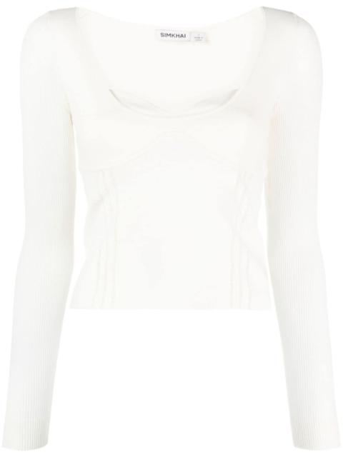 SIMKHAI sweetheart-neck fine-knit top