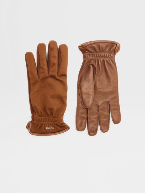 ZEGNA FOLIAGE OASI CASHMERE AND LEATHER GLOVES