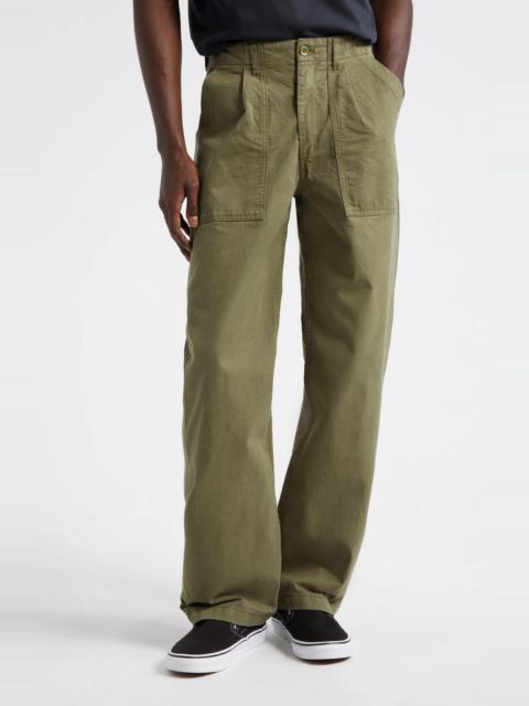 Pleated Cotton Twill Utility Pants