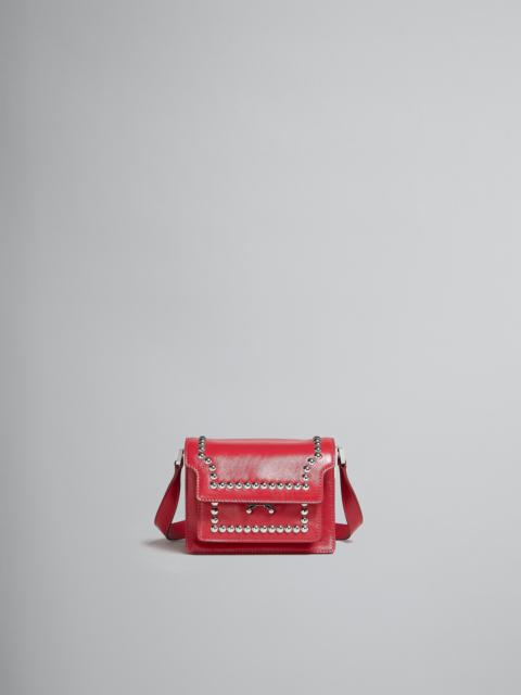 Marni TRUNK SOFT MINI BAG IN RED LEATHER WITH STUDS