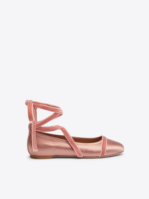 MALONE SOULIERS Spencer Pink Satin Flat Pumps