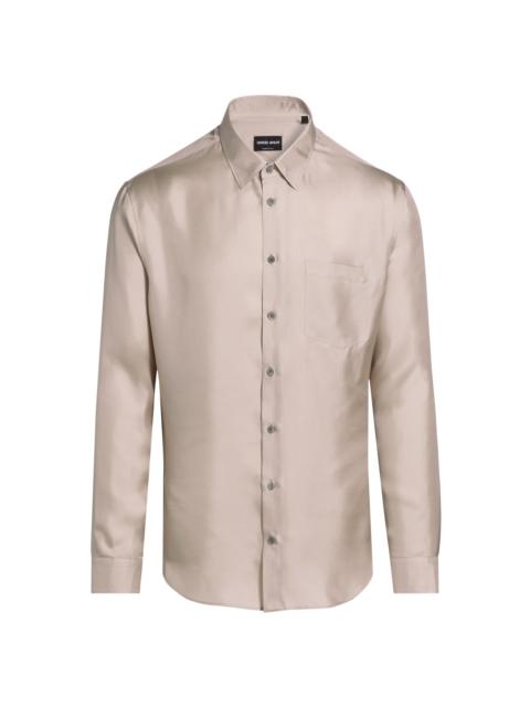 GIORGIO ARMANI Men's Mr. Armani Long-Sleeve Silk Shirt - Tan