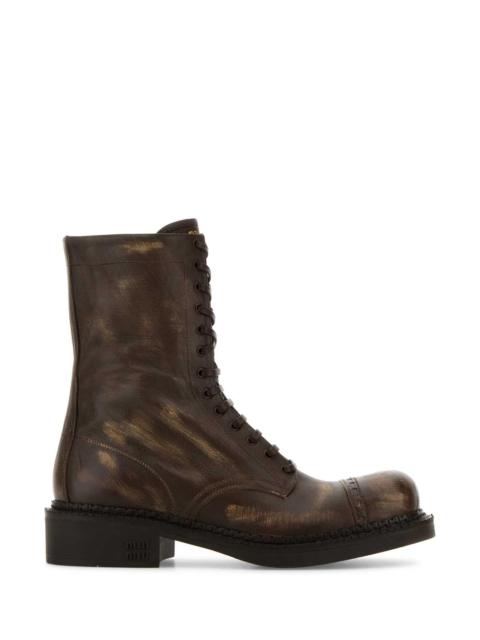 Miu Miu Miu Miu Women Brown Leather Ankle Boots