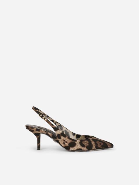 Leopard-print cotton slingbacks