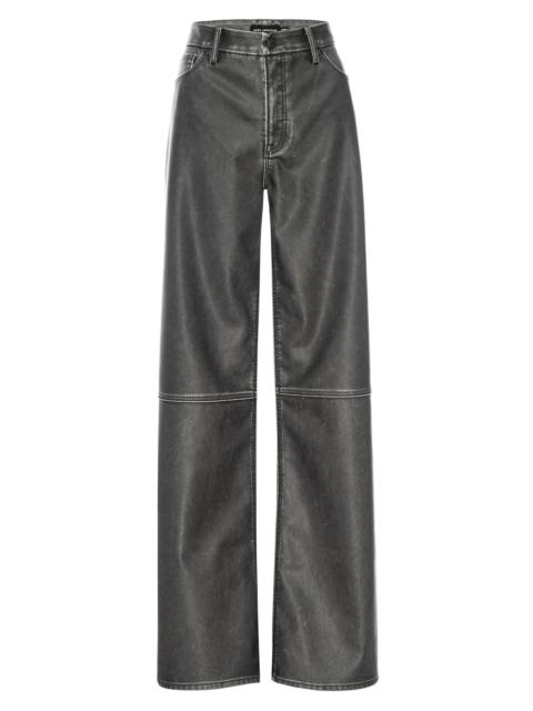 GOOD AMERICAN Women's Good Skate Faux-Leather Wide-Leg Pants - Black