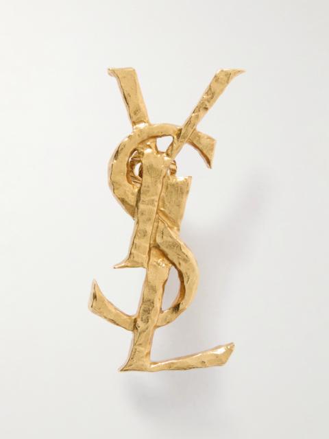 SAINT LAURENT Cassandre Hammered Gold-tone Single Clip Earring