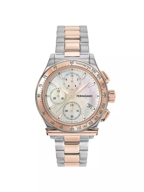 FERRAGAMO 1927 Two-Tone Stainless Steel & Mother-Of-Pearl Chronograph Watch/38MM