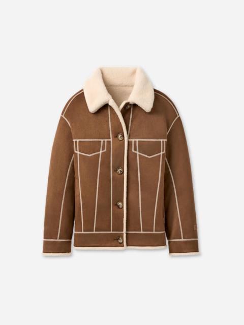 UGG ® Women's Frankie Reversible Trucker Jacket in Dark Chestnut/Cream