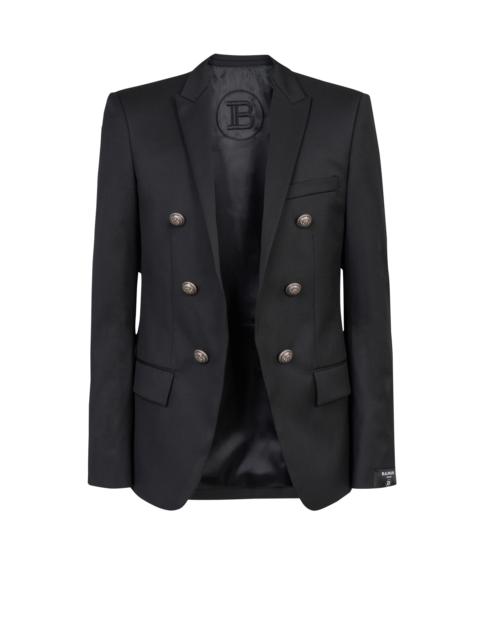 Balmain Wool blazer with double-breasted silver-tone buttoned fastening