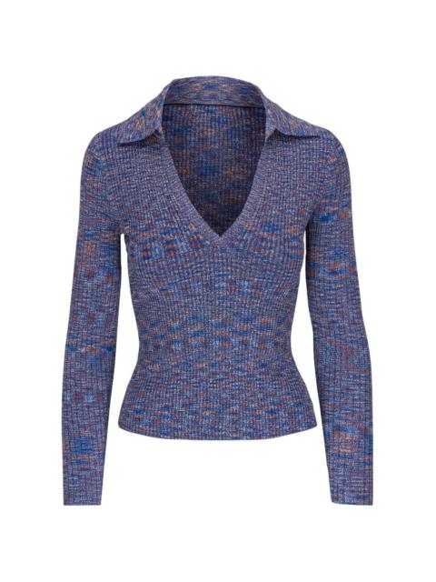 mÃ©lang-effect ribbed-knit top